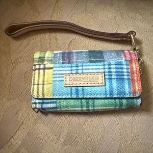 Dooney & Bourke Multicolor Floral With Ants Mini Wristlet Credit Card Wallet EUC